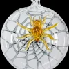 Halloween|Insekten^Cristalica Glas Hängekugel mit Spinne Gelb/Grau/Transparent Breite ca. 10,5cm, Fensterdeko Handarbeit
