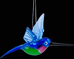 Kinder|Frauen^Cristalica Glas Hängevogel Kolibri Blau/Bunt Breite ca. 10,5cm, Fensterdeko Handarbeit