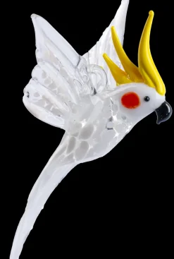 Kinder|Tiere & Figuren^Cristalica Glas Hängevogel Pappgei Gelb/Weiß/Transparent Breite ca. 11,5cm, Fensterdeko Handarbeit