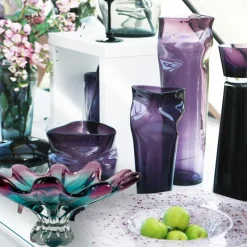 Schalen|Ostern^Cristalica Glas Schale Blau/Pink Länge ca. 31cm Handarbeit