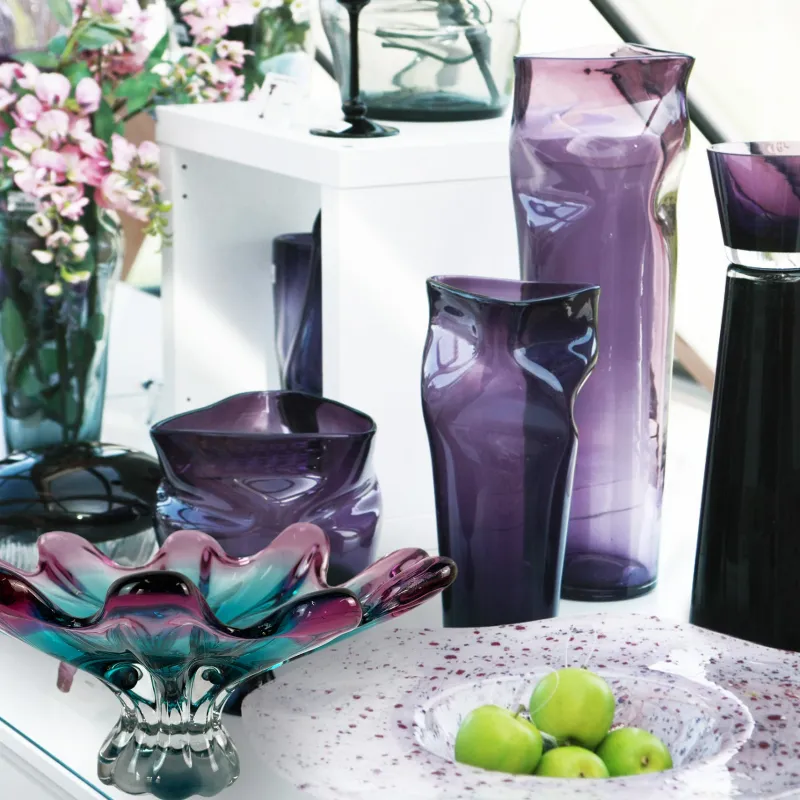 Schalen|Ostern^Cristalica Glas Schale Blau/Pink Länge ca. 31cm Handarbeit