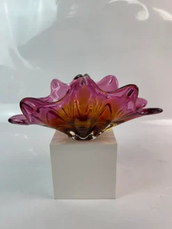 Schalen|Ostern^Cristalica Glas Schale Rot/Pink Länge ca. 33cm Handarbeit