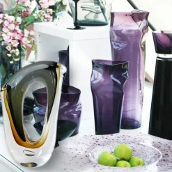 Vasen|Ostern^Cristalica Glas Vase Modern Höhe ca. 30cm Grau/Amber/Transparent Handarbeit