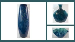 Vasen|Ostern^Cristalica Glas Vase Modern in Blau/Türkis Handarbeit