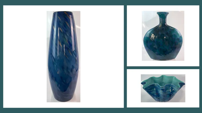 Vasen|Ostern^Cristalica Glas Vase Modern in Blau/Türkis Handarbeit