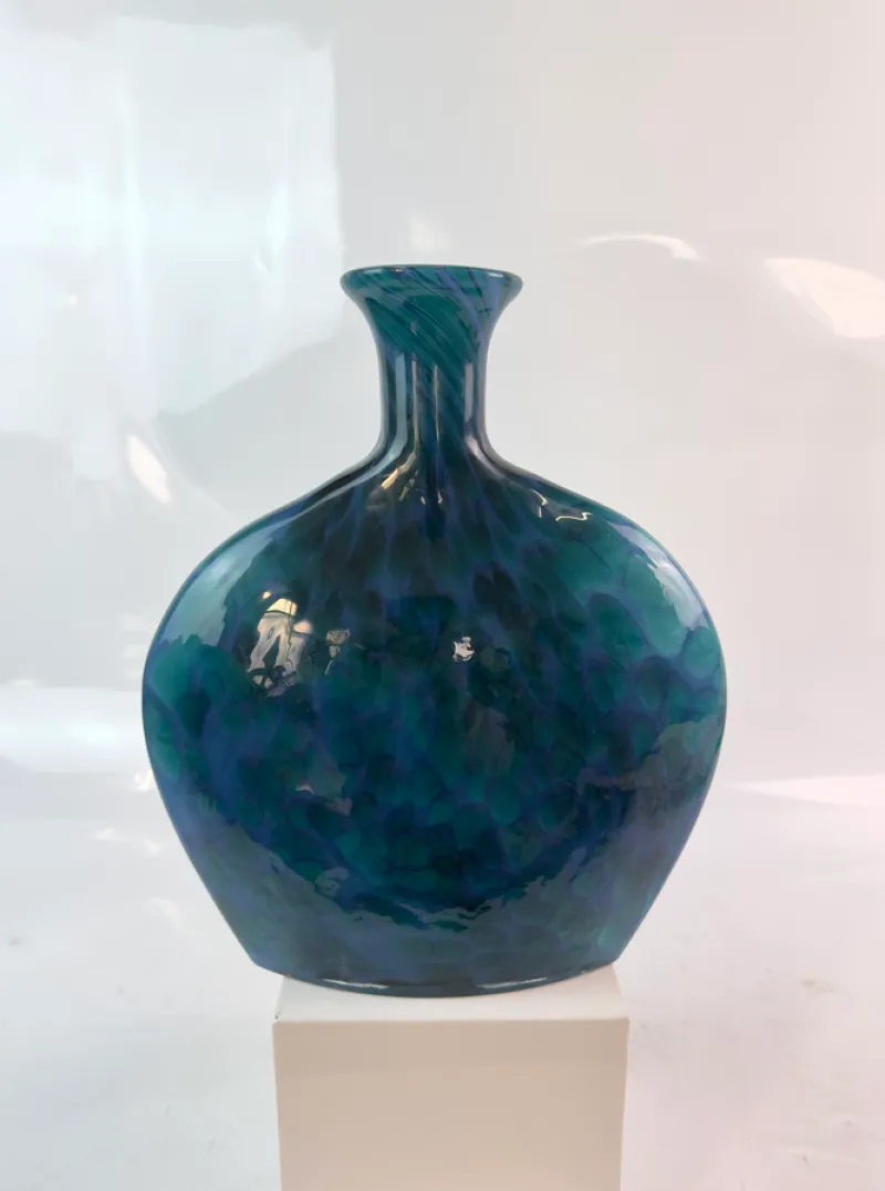 Vasen|Ostern^Cristalica Glas Vase Modern in Blau/Türkis Handarbeit