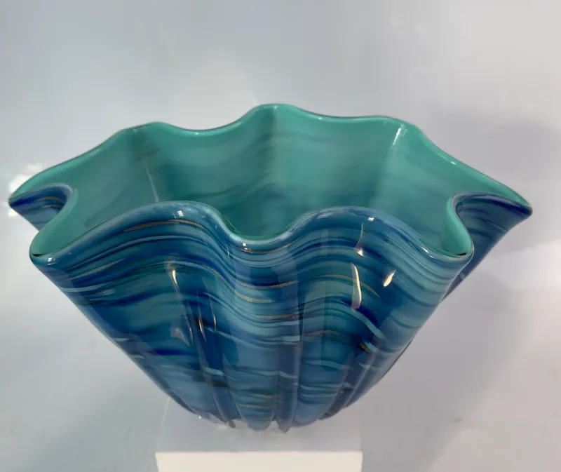 Vasen|Ostern^Cristalica Glas Vase Modern in Blau/Türkis Handarbeit