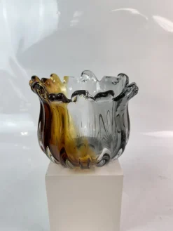 Vasen|Ostern^Cristalica Glas Vase, Schale Blau/Amber Handarbeit