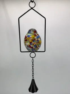 Tiere & Figuren|Ostern^Cristalica Glas Vogel mit Hängenstahlrahmen Höhe ca. 53cm Bunt Handarbeit