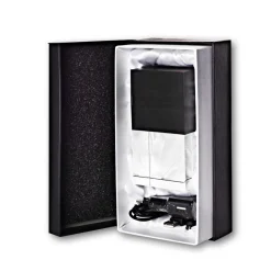 Uhren^Cristalica Kingdom Glasblock mit Uhr in Holzoptik 12,5cm