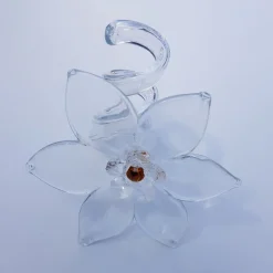 Blumen|Besteck & Zubehör^Cristalica Glasblume klar Strassstein orange Tischdekoration Serviettenring 14cm Handmade