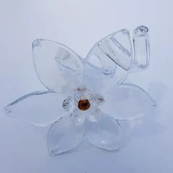 Blumen|Besteck & Zubehör^Cristalica Glasblume klar Strassstein orange Tischdekoration Serviettenring 14cm Handmade