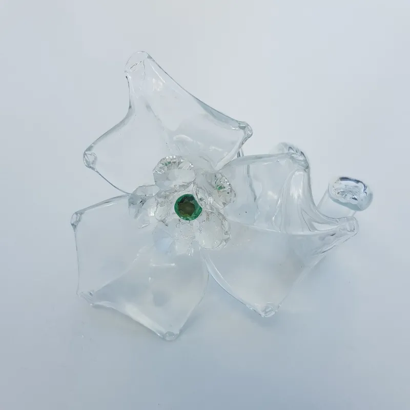 Blumen|Besteck & Zubehör^Cristalica Glasblume klar Strassstein grün Tischdekoration Serviettenring 10cm Handmade