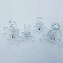 Blumen|Besteck & Zubehör^Cristalica Glasblume klar Strassstein crystal Tischdekoration Serviettenring 14cm Handmade