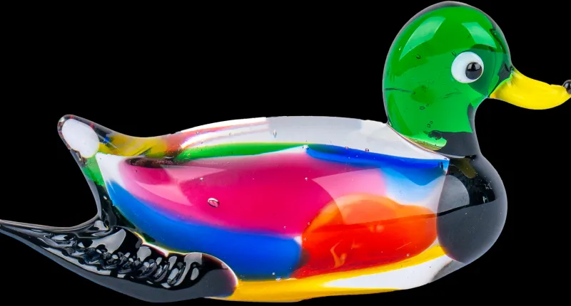 Kinder|Tiere & Figuren^Cristalica Glasfigur Ente Bunt/Transparent Breite ca. 6,9cm Handarbeit