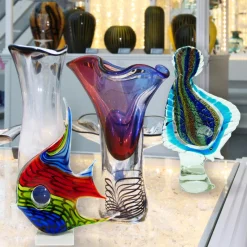 Tiere & Figuren|Meerestiere^Cristalica Glasfigur Fisch Murano-Stil Höhe ca. 29,5cm Bunt Handarbeit