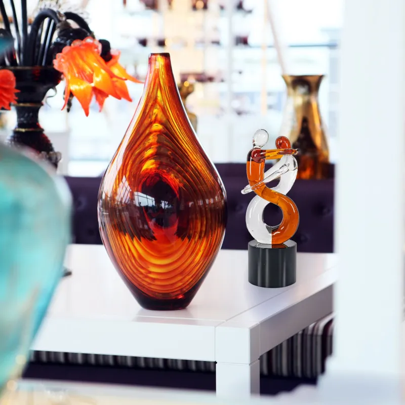 Valentienstag|Halloween^Cristalica Glasfigur Glasskulptur Liebe Amber Höhe ca. 11cm Handarbeit