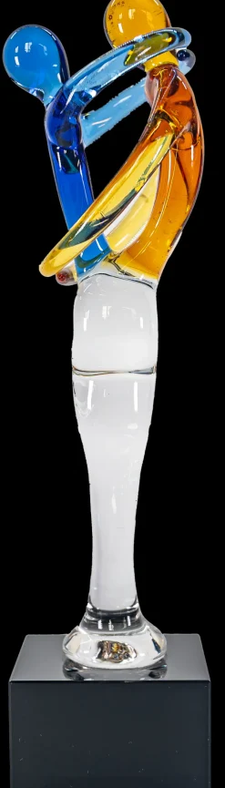 Valentienstag|Skulpturen^Cristalica Glasfigur Glasskulptur Liebespaar Bleu/Amber/Transparent Höhe ca. 16,5cm Handarbeit