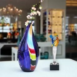 Valentienstag|Skulpturen^Cristalica Glasfigur Glasskulptur Liebespaar Bleu/Amber/Transparent Höhe ca. 16,5cm Handarbeit