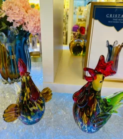 Tiere & Figuren|Ostern^Cristalica Glasfigur Hahn Höhe ca. 19cm Bunt Handarbeit