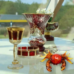 Tiere & Figuren|Meerestiere^Cristalica Glasfigur Krebs Höhe ca. 6cm/Länge ca. 25cm Handarbeit