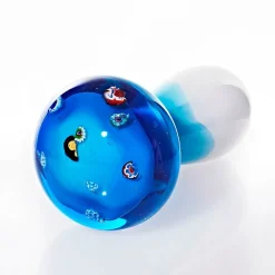 Geburtstag|Tiere & Figuren^Cristalica Kingdom Glasfigur Pilz blau weiß Murano-Design 18cm handgefertigtes Glastier Unikat