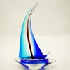 Sport & Hobby|Männer^Cristalica Glasfigur Schif Höhe ca. 31cm Blau/Hellblau Handarbeit