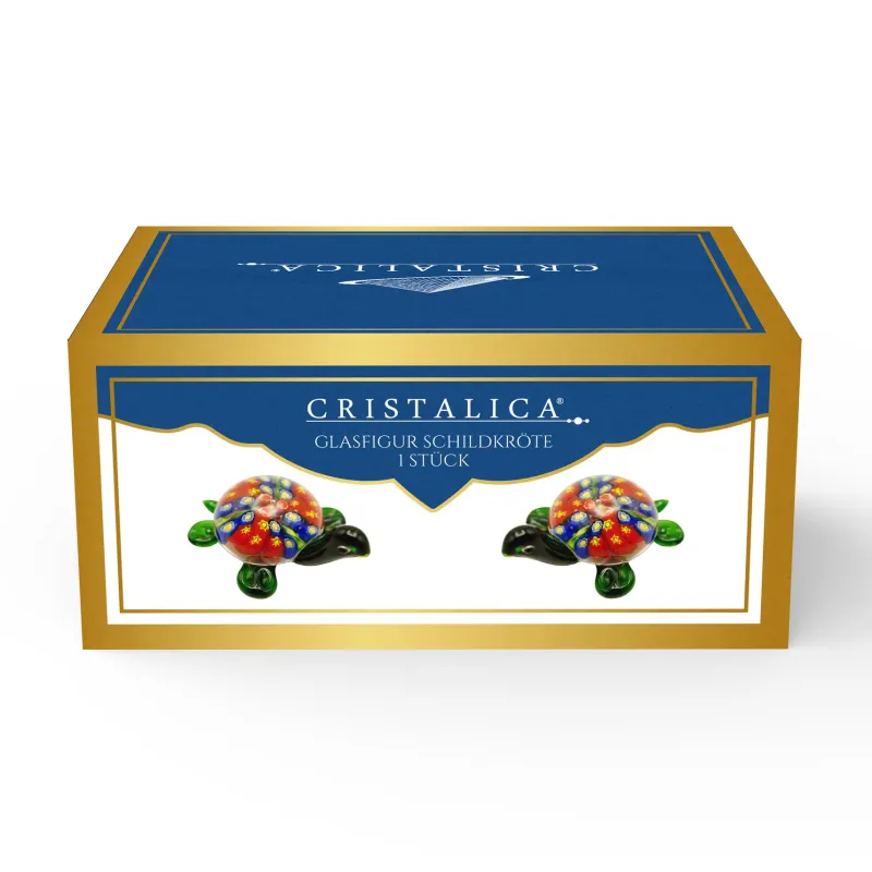 Valentienstag|Tiere & Figuren^Cristalica Glasfigur Schildkröte Höhe ca. 5,5cm/ Länge ca. 11cm Bunt Handarbeit