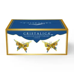 Tiere & Figuren|Insekten^Cristalica Glasfigur Schmetterling Höhe ca. 7cm/Länge ca. 18cm Bunt Handarbeit