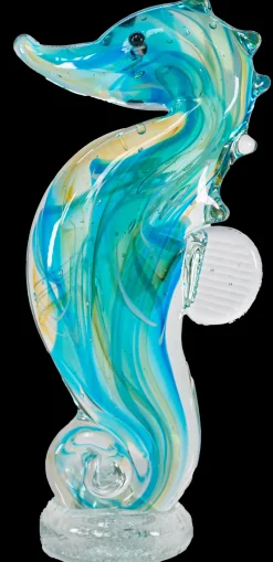 Tiere & Figuren|Ostern^Cristalica Glasfigur Seepferd Hellblau/Transparent Höhe ca. 18,7cm Handarbeit