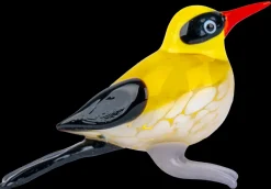 Kinder|Tiere & Figuren^Cristalica Glasfigur Vogel Gelb/Schwarz Breite ca. 7,2cm Handarbeit