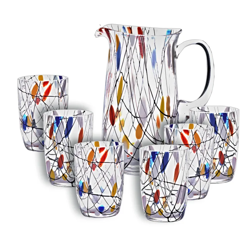 Hochzeit|Hochzeit^Cristalica Glaskrug 1,5 Liter inkl. 6 Trinkgläser 250ml Maria