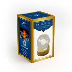 Valentienstag|Tiere & Figuren^Cristalica Glaskugel Hologramm Motive inkl. Holz LED-Untersetzer