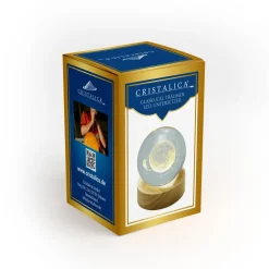Valentienstag|Tiere & Figuren^Cristalica Glaskugel Hologramm Motive inkl. Holz LED-Untersetzer