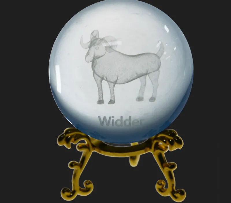 Sternzeichen|Valentienstag^Cristalica Glaskugel mit Sternzeichen und Stand Durchmesser ca. 6cm