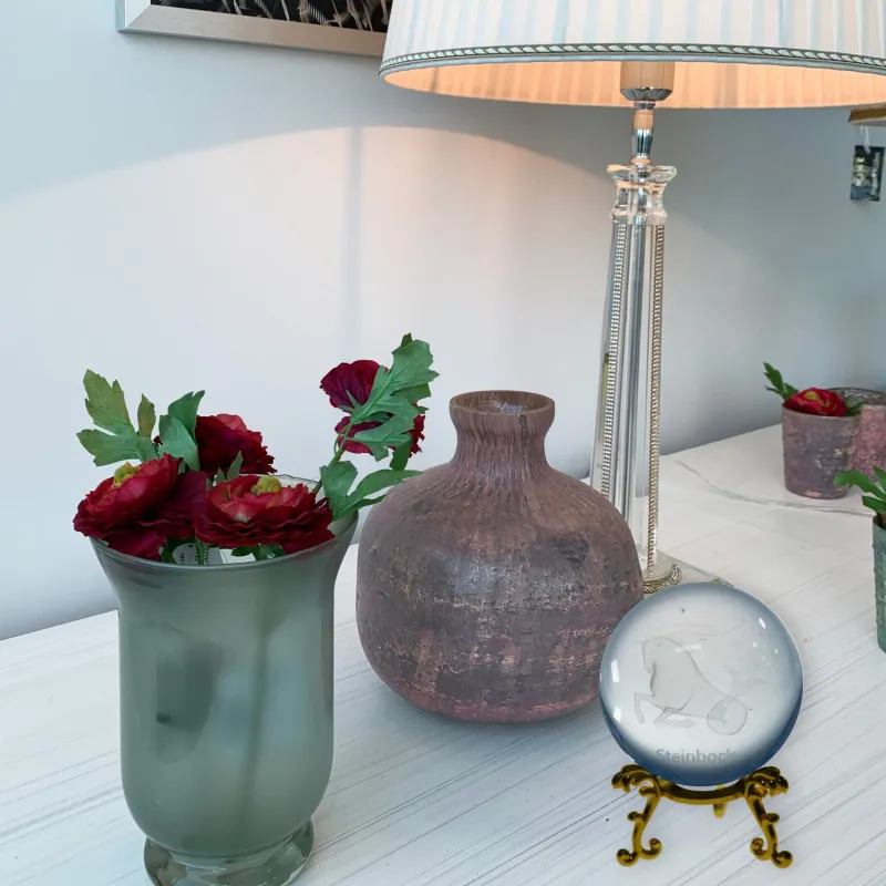 Sternzeichen|Valentienstag^Cristalica Glaskugel mit Sternzeichen und Stand Durchmesser ca. 6cm