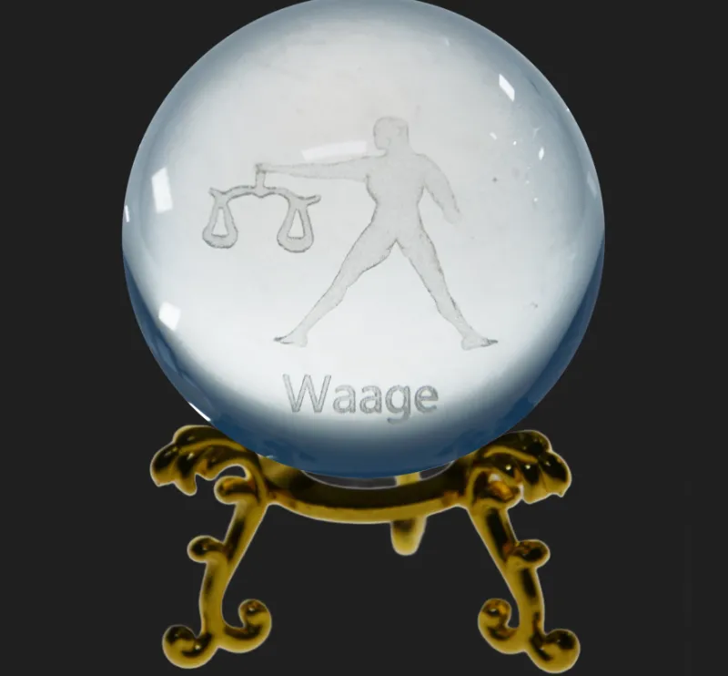 Sternzeichen|Valentienstag^Cristalica Glaskugel mit Sternzeichen und Stand Durchmesser ca. 6cm