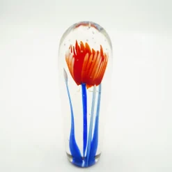 Valentienstag|Männer^Cristalica Glaspapierbeschwerer mit Blume Rot/Blau Höhe ca. 20cm