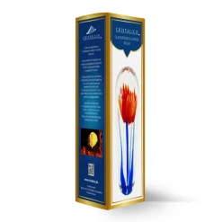 Valentienstag|Männer^Cristalica Glaspapierbeschwerer mit Blume Rot/Blau Höhe ca. 20cm