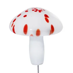 Kugeln & Zapfen^Art Glass Glas-Pilz 18cm Gartenflair inkl. Stab