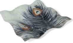 Glasteller^Cristalica Glasplatte Pfauenfeder quadratisch, Glasschale Teller Tischdeko ca. 35 cm Handmade