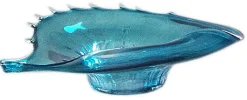 Schalen^Cristalica Glasschale Muschel aquamarine pearl Jozy Art Queen 45 cm
