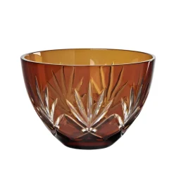 Geburtstag|Schalen^Cristalica Glasschale Obstschale Schüssel orange mit Schliff 22 cm Bleikristall