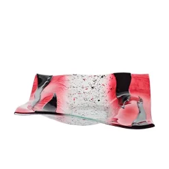 Schalen^Art Glass Glasschale Teller quadratisch Design Objekt Fusingglas weiß rot 22x22cm Handmade