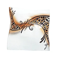 Schalen^Art Glass Glasschale Teller quadratisch Design Objekt Fusingglas weiß gold 32cm Handmade