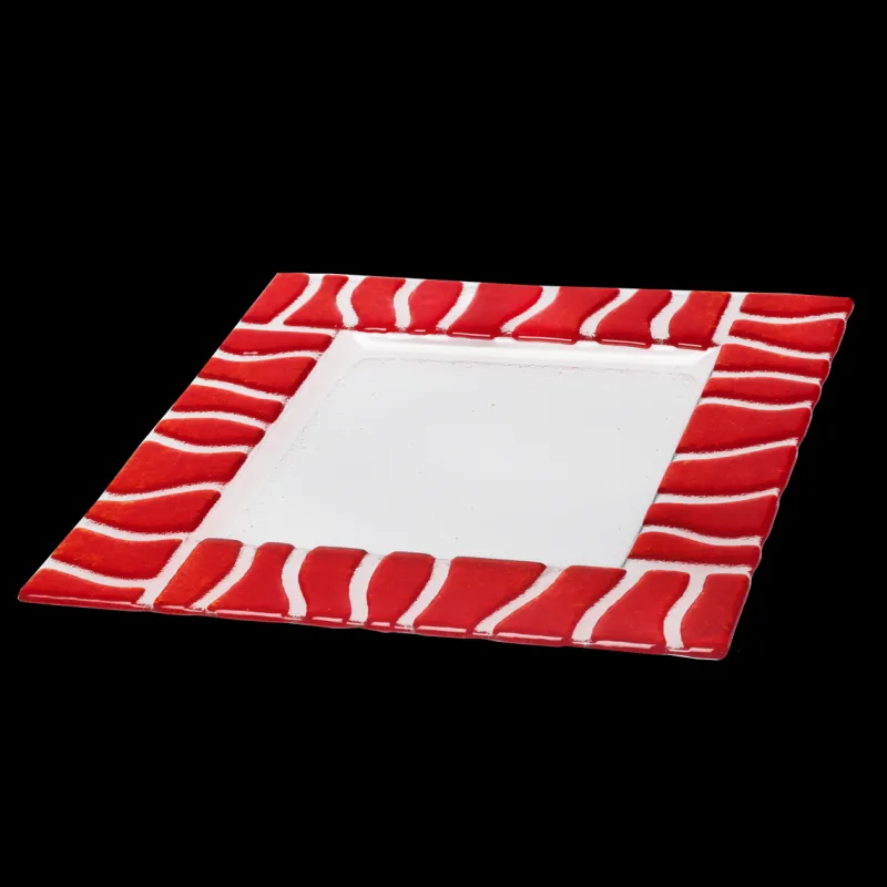 Teller & Platten|Schalen & Schüsseln^Art Glass Glasschale Teller Tischdeko quadratisch Design Safari Fusing Glas ca. 31x31cm Handmade