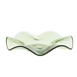 Schalen^Art Glass Glasschale Thüringer Waldglas grün 23cm gewellt Schüssel Gefäß Handmade