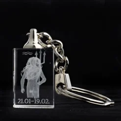 Sternzeichen|Geburtstag^Designmonster Glasschlüsselanhänger Sternzeichen Wassermann 3x2cm