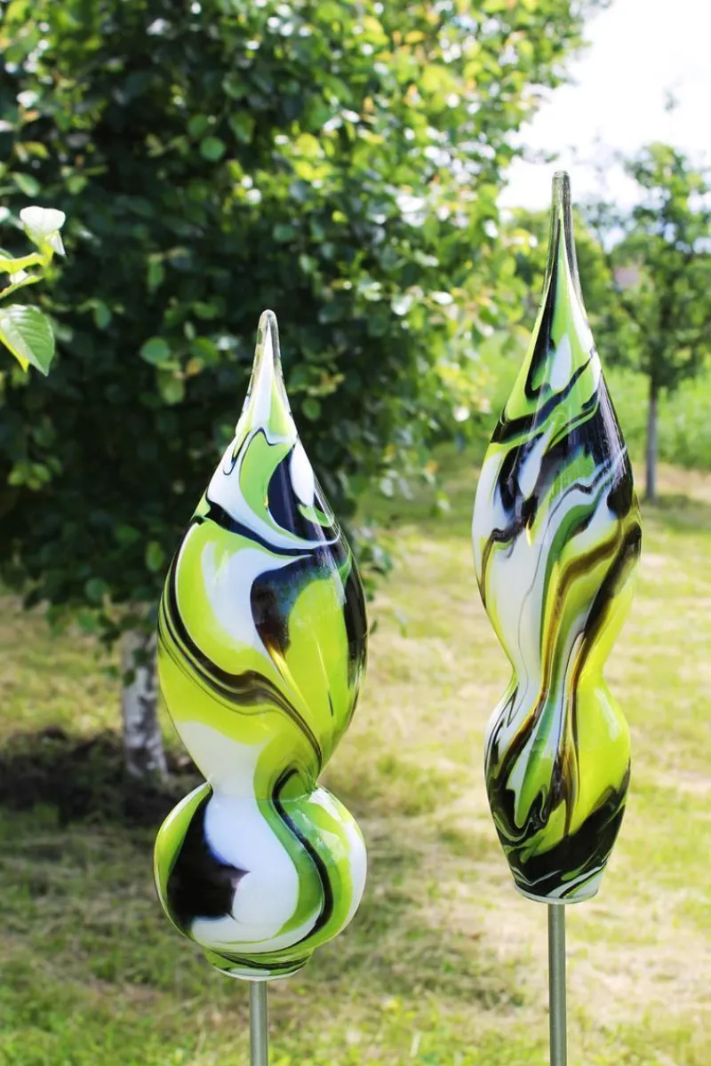 Kugeln & Zapfen^Art Glass Glasskulptur Jupiter Gartenflair 38cm inkl. Stab