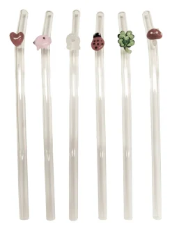 Einweihung|Besteck & Zubehör^Cristalica Glasstrohhalme 6er-Set Trinkhalm mit Bürste wiederverwendbar bunt 20cm x 8 mm